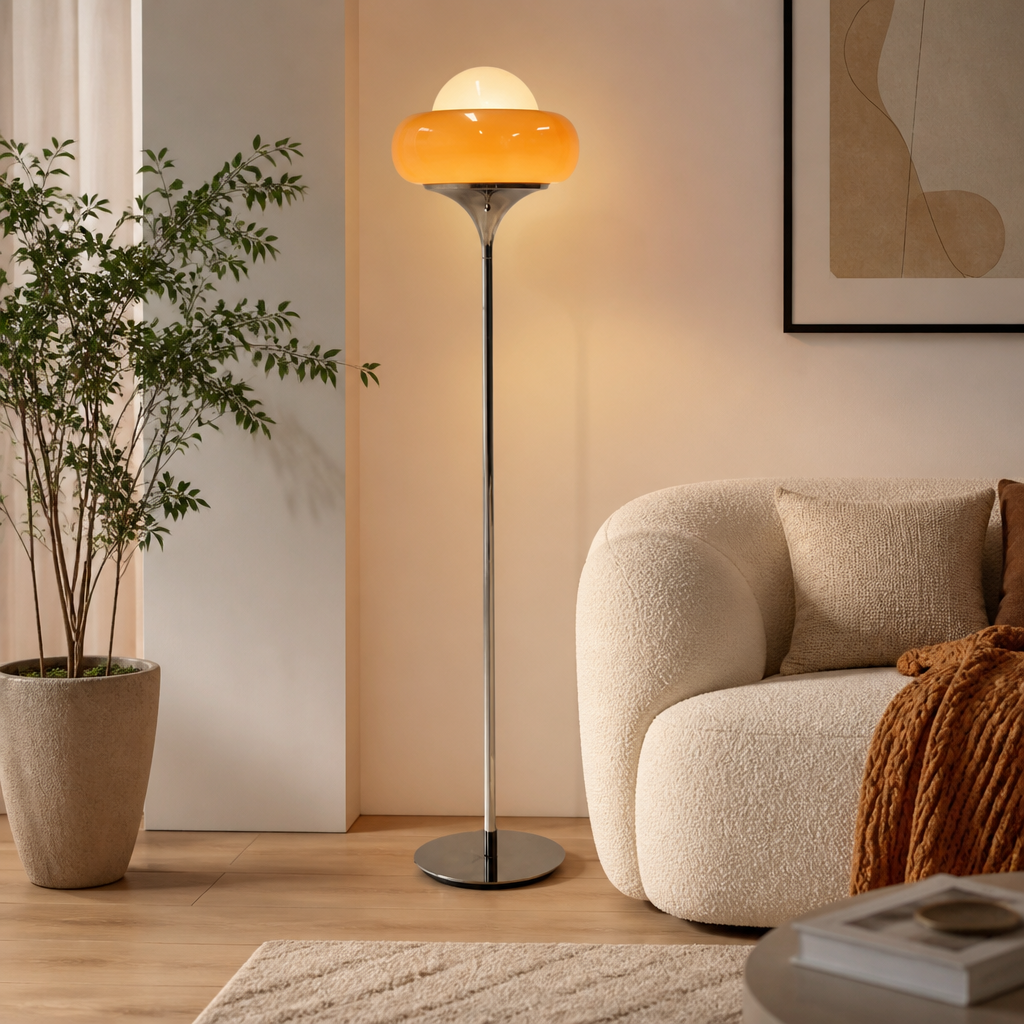 Scandinavian Iron LED Egg Tart Floor Lamp