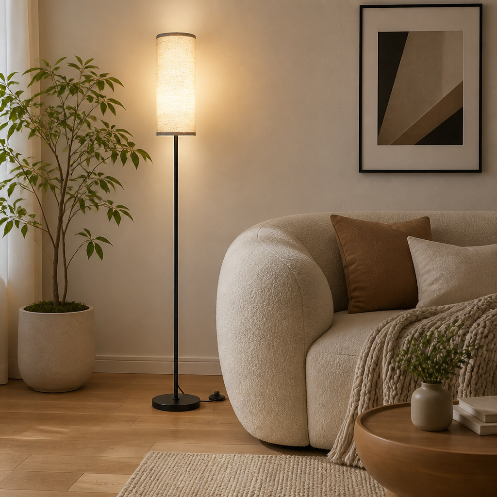 Scandinavian Linen LED Floor Lamp