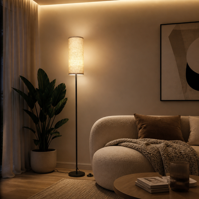 Scandinavian Linen LED Floor Lamp