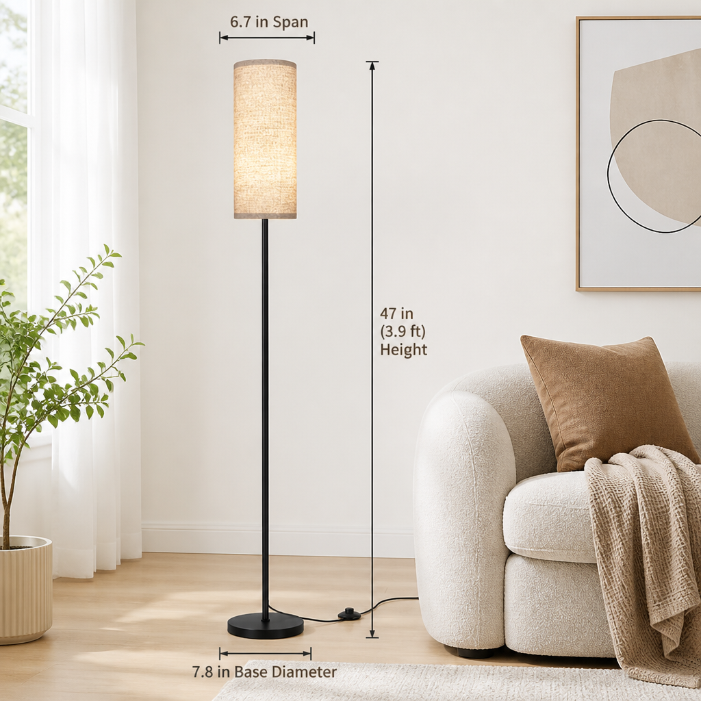 Scandinavian Linen LED Floor Lamp
