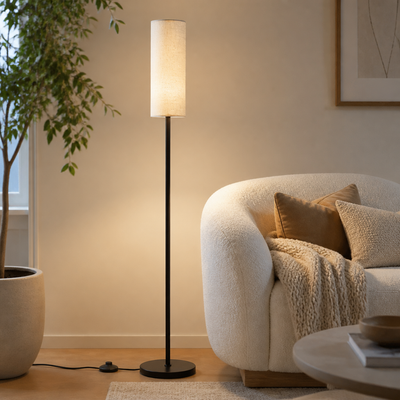 Scandinavian Linen LED Floor Lamp