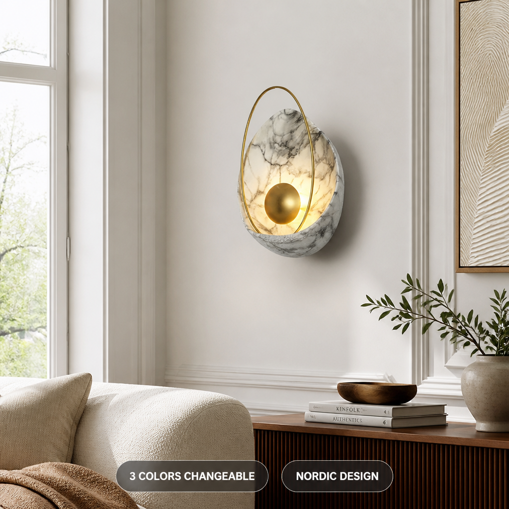 Scandinavian Marble LED 3-Color Changeable Wall Sconce