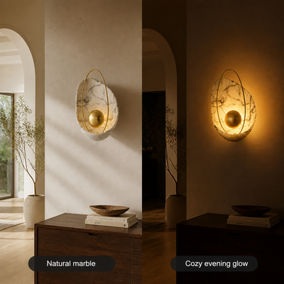 Scandinavian Marble LED 3-Color Changeable Wall Sconce