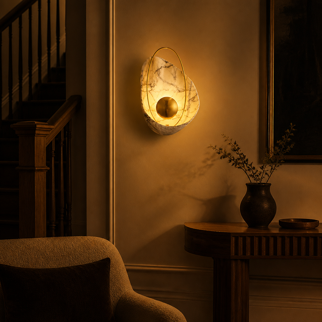 Scandinavian Marble LED 3-Color Changeable Wall Sconce