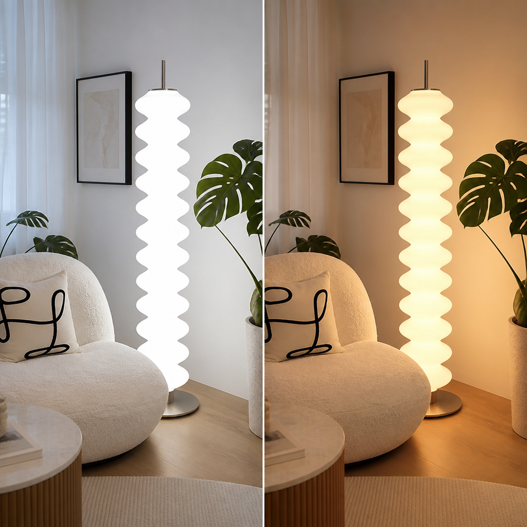 Scandinavian Marble LED Gourd Shade Floor Lamp