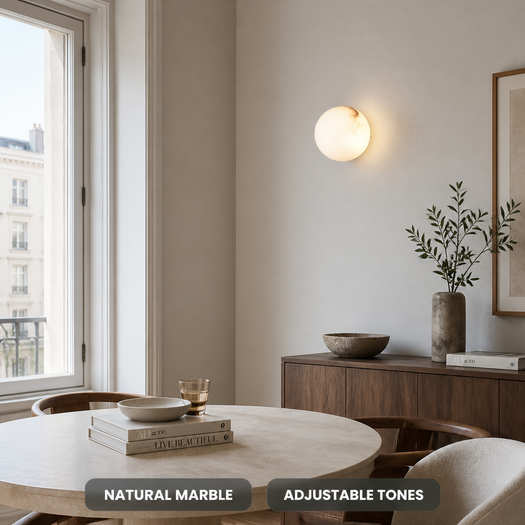 Scandinavian Marble LED Round Wall Sconce