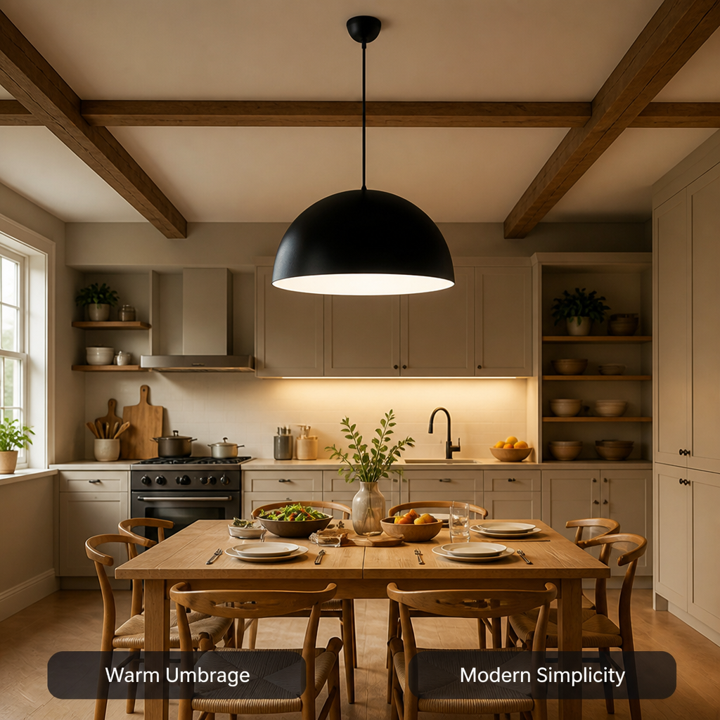 Scandinavian Matte Black Hemispherical Pendant Light