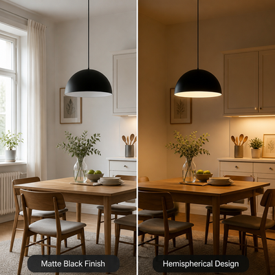 Scandinavian Matte Black Hemispherical Pendant Light