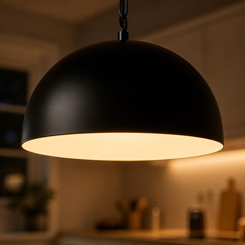 Scandinavian Matte Black Hemispherical Pendant Light