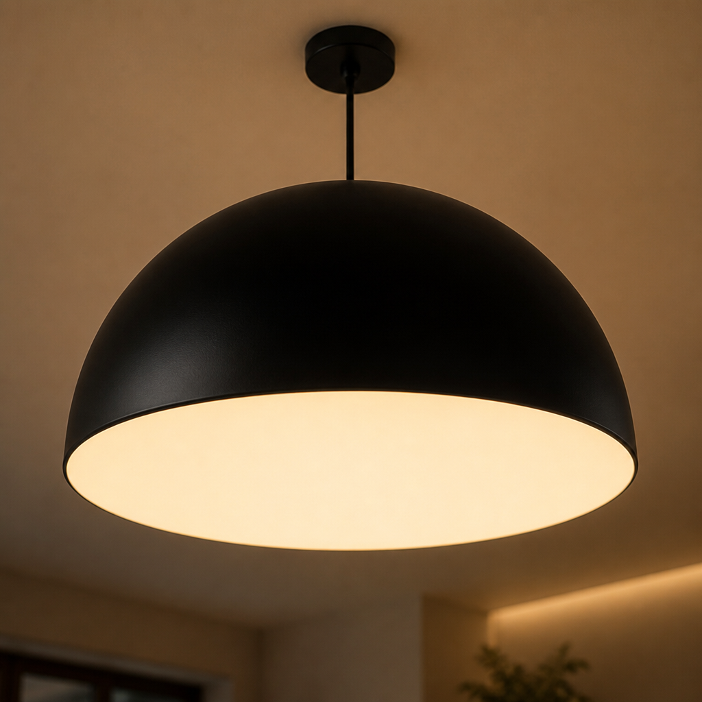 Scandinavian Matte Black Hemispherical Pendant Light