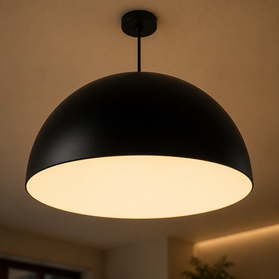 Scandinavian Matte Black Hemispherical Pendant Light