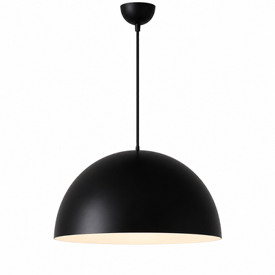 Scandinavian Matte Black Hemispherical Pendant Light