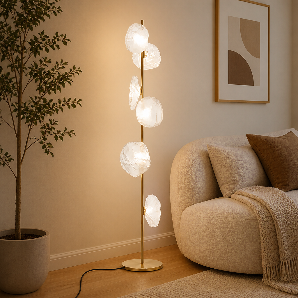Scandinavian Metal & Glass LED Floor Lamp