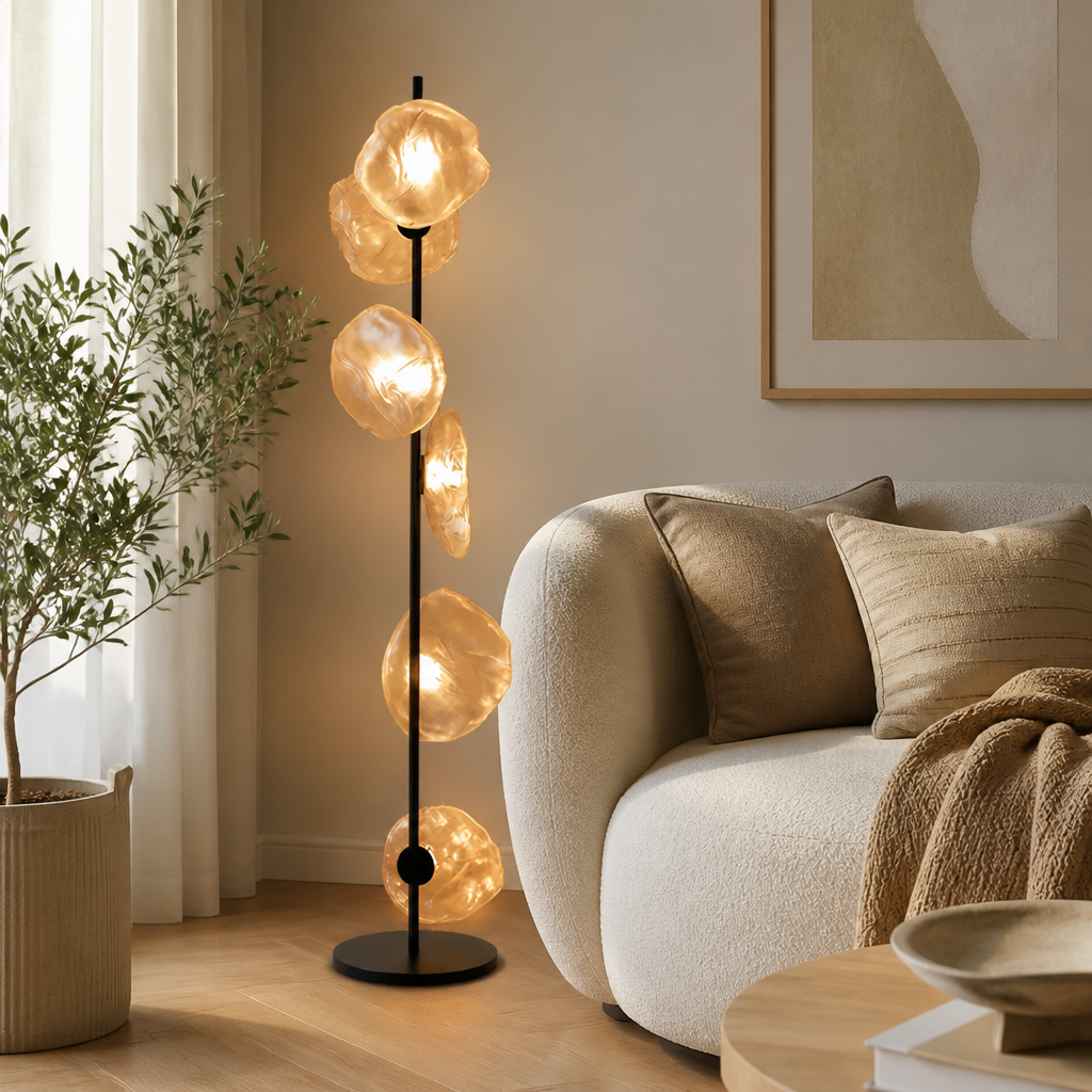 Scandinavian Metal & Glass LED Floor Lamp