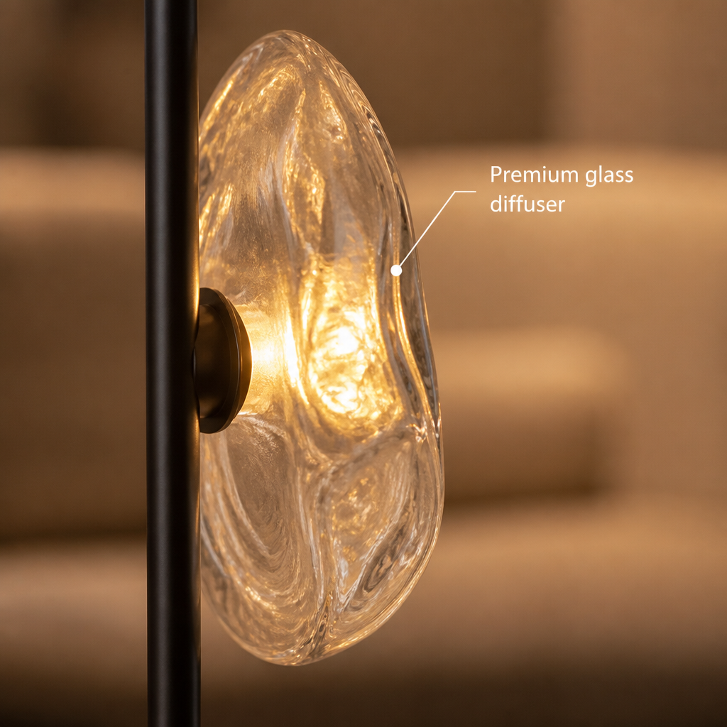 Scandinavian Metal & Glass LED Floor Lamp