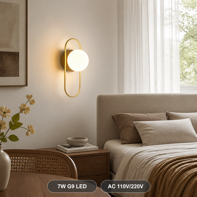 Scandinavian Metal & Glass LED Globe Wall Sconce