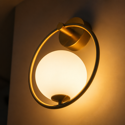 Scandinavian Metal & Glass LED Globe Wall Sconce
