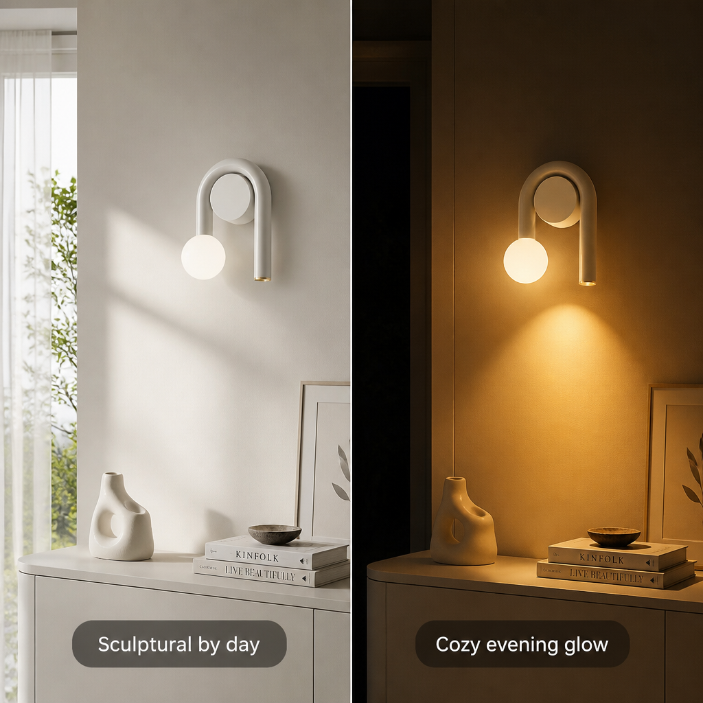 Scandinavian Metal & Glass U-Shape Wall Sconce