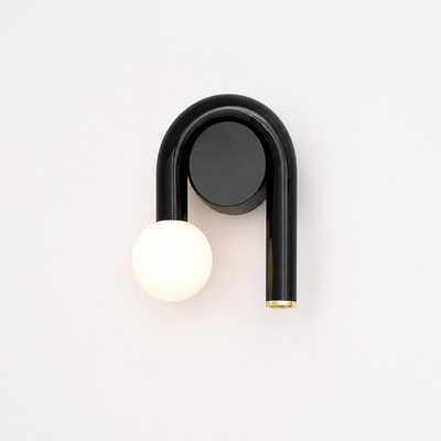 Scandinavian Metal & Glass U-Shape Wall Sconce
