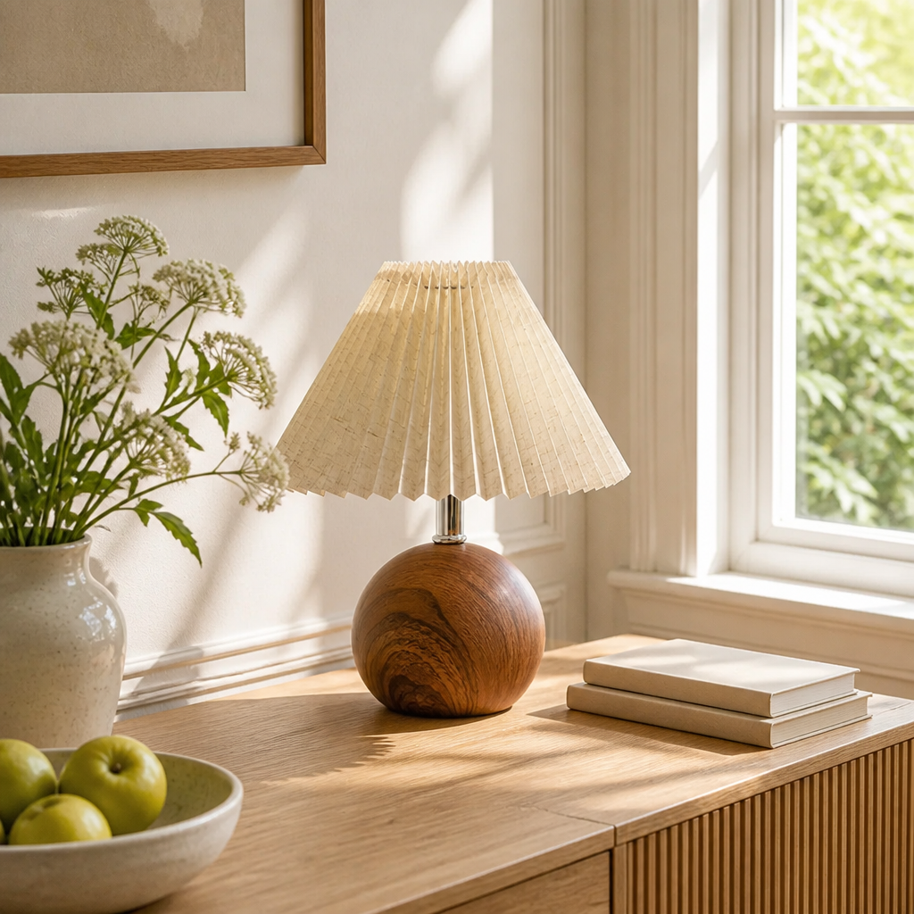 Scandinavian Metal LED Pleated Shade Table Lamp