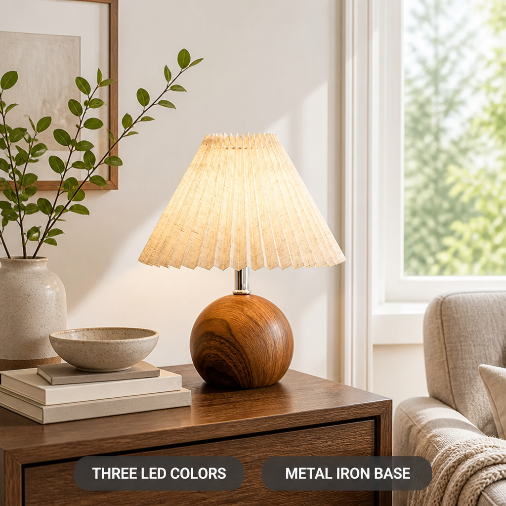 Scandinavian Metal LED Pleated Shade Table Lamp
