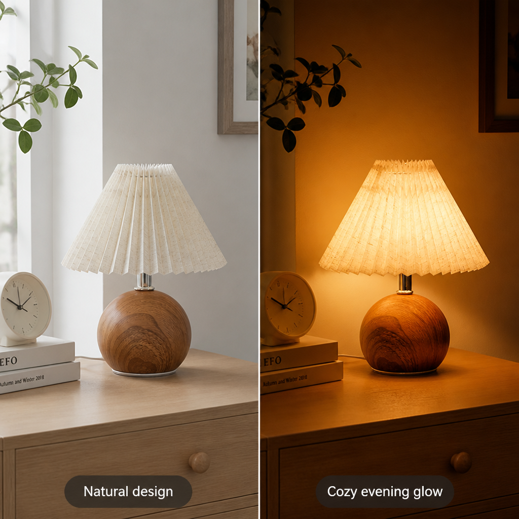 Scandinavian Metal LED Pleated Shade Table Lamp