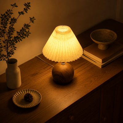 Scandinavian Metal LED Pleated Shade Table Lamp