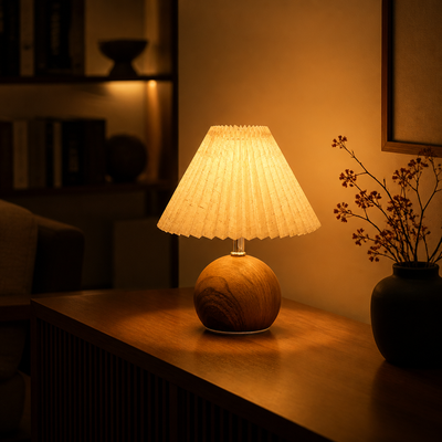 Scandinavian Metal LED Pleated Shade Table Lamp