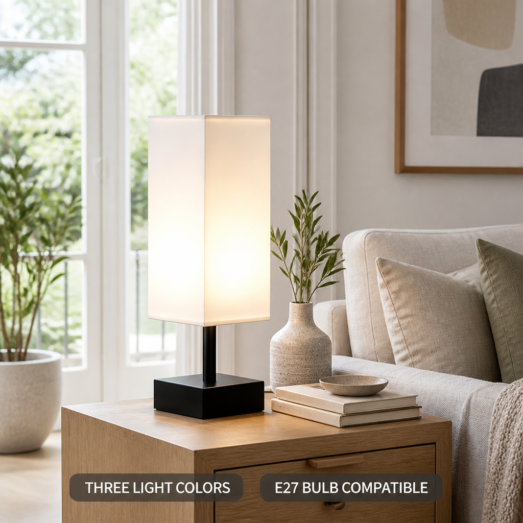 Scandinavian Metal & Wood 3-Color Table Lamp