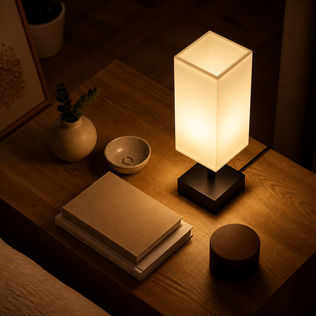 Scandinavian Metal & Wood 3-Color Table Lamp