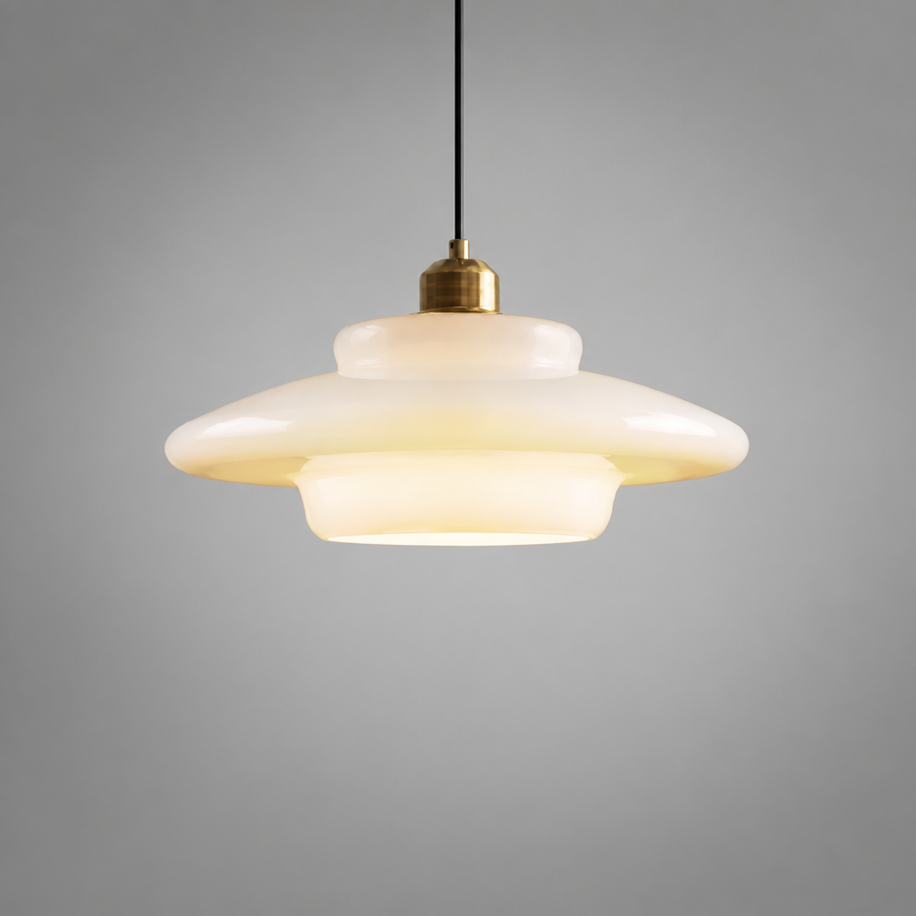Scandinavian Milk Glass Pendant Light