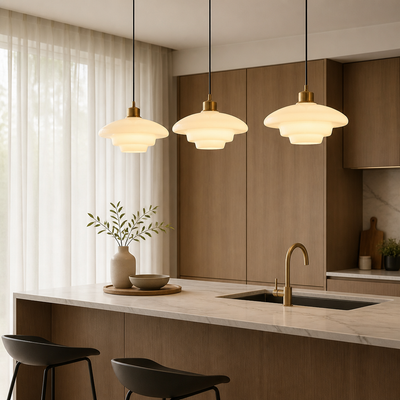 Scandinavian Milk Glass Pendant Light