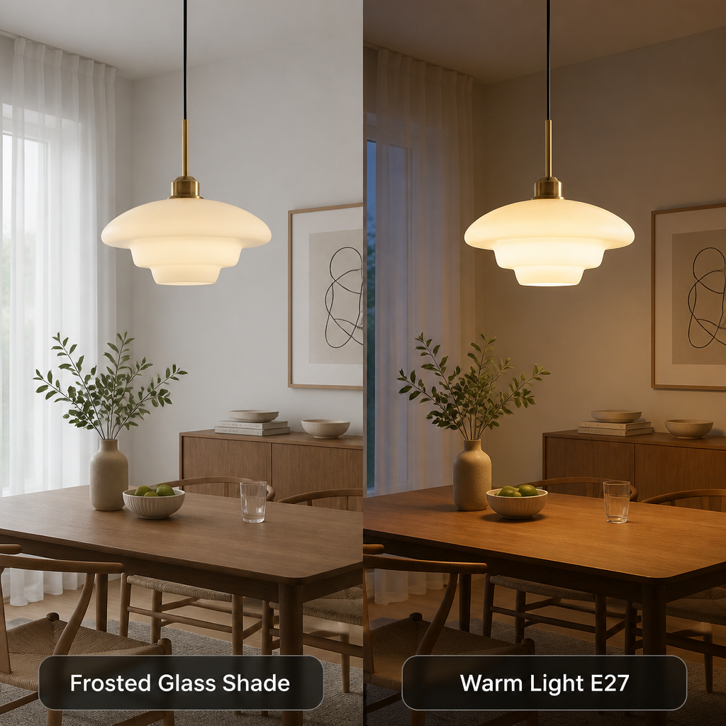 Scandinavian Milk Glass Pendant Light