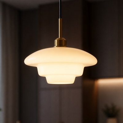 Scandinavian Milk Glass Pendant Light