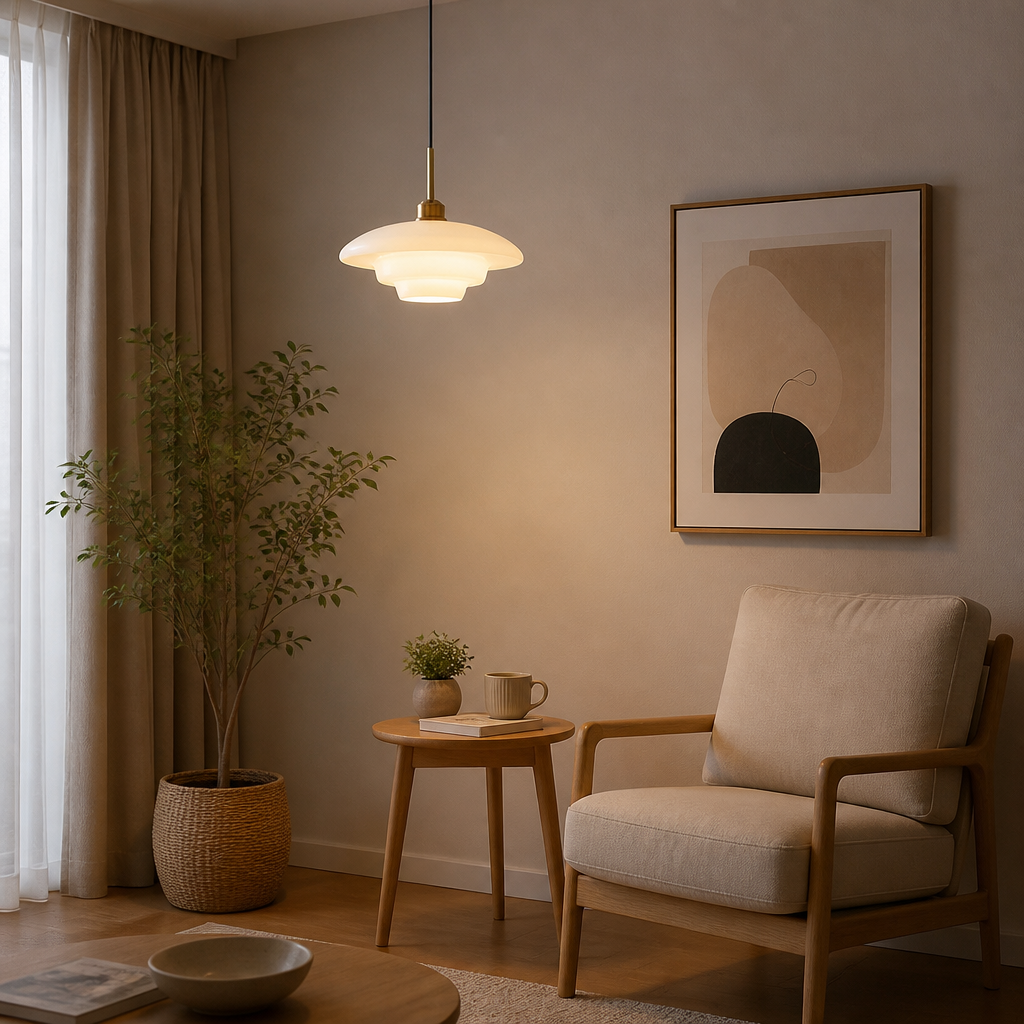Scandinavian Milk Glass Pendant Light