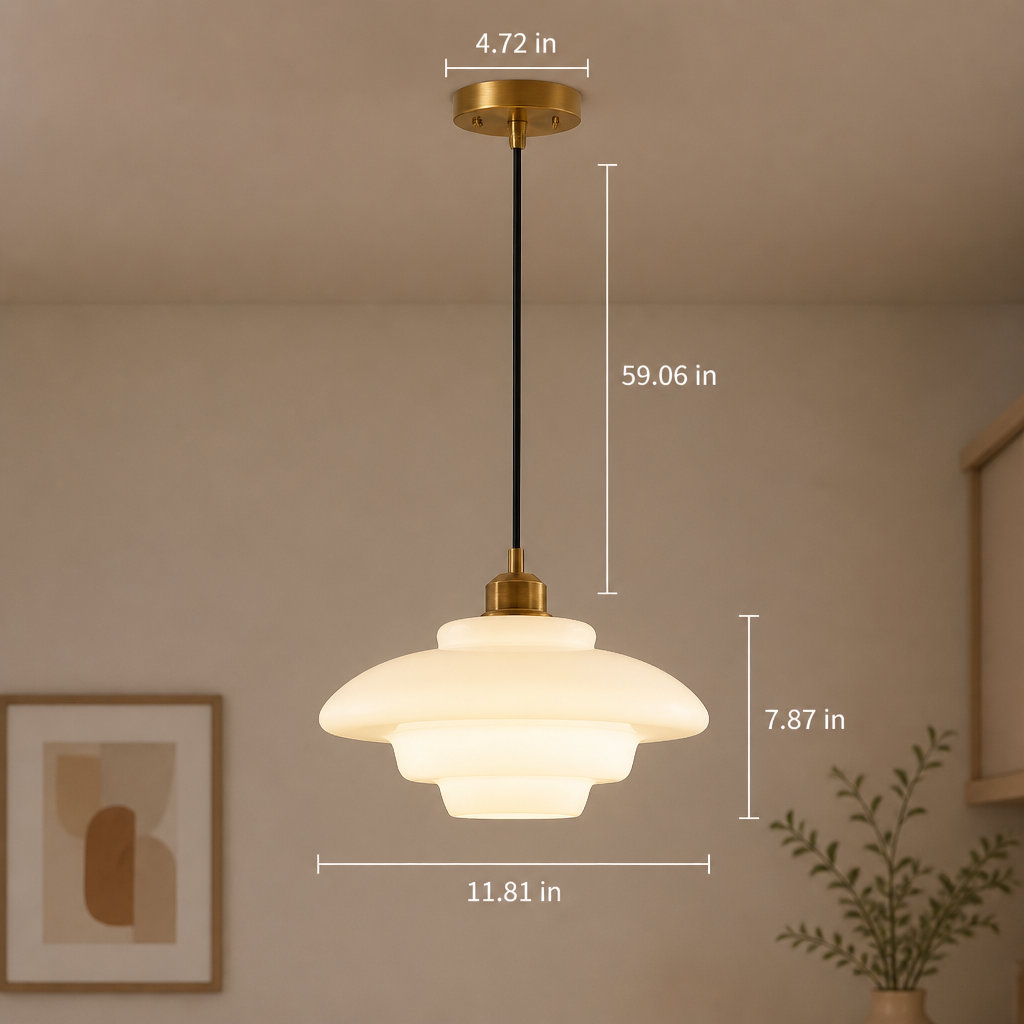 Scandinavian Milk Glass Pendant Light