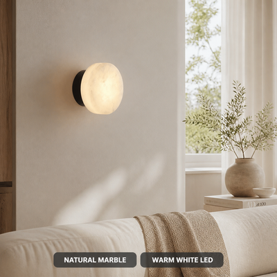 Scandinavian Natural Marble LED Round Wall Sconce