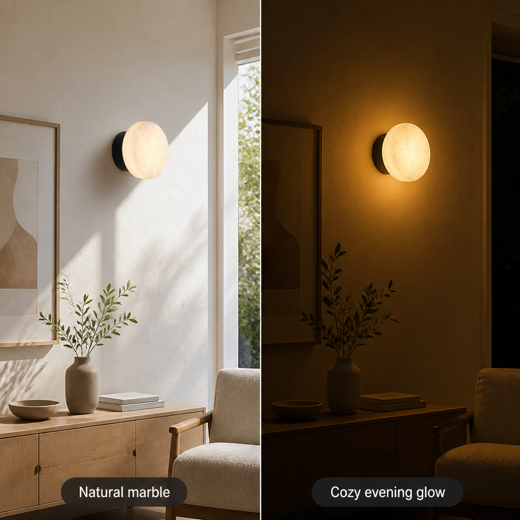 Scandinavian Natural Marble LED Round Wall Sconce