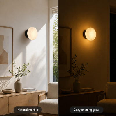 Scandinavian Natural Marble LED Round Wall Sconce