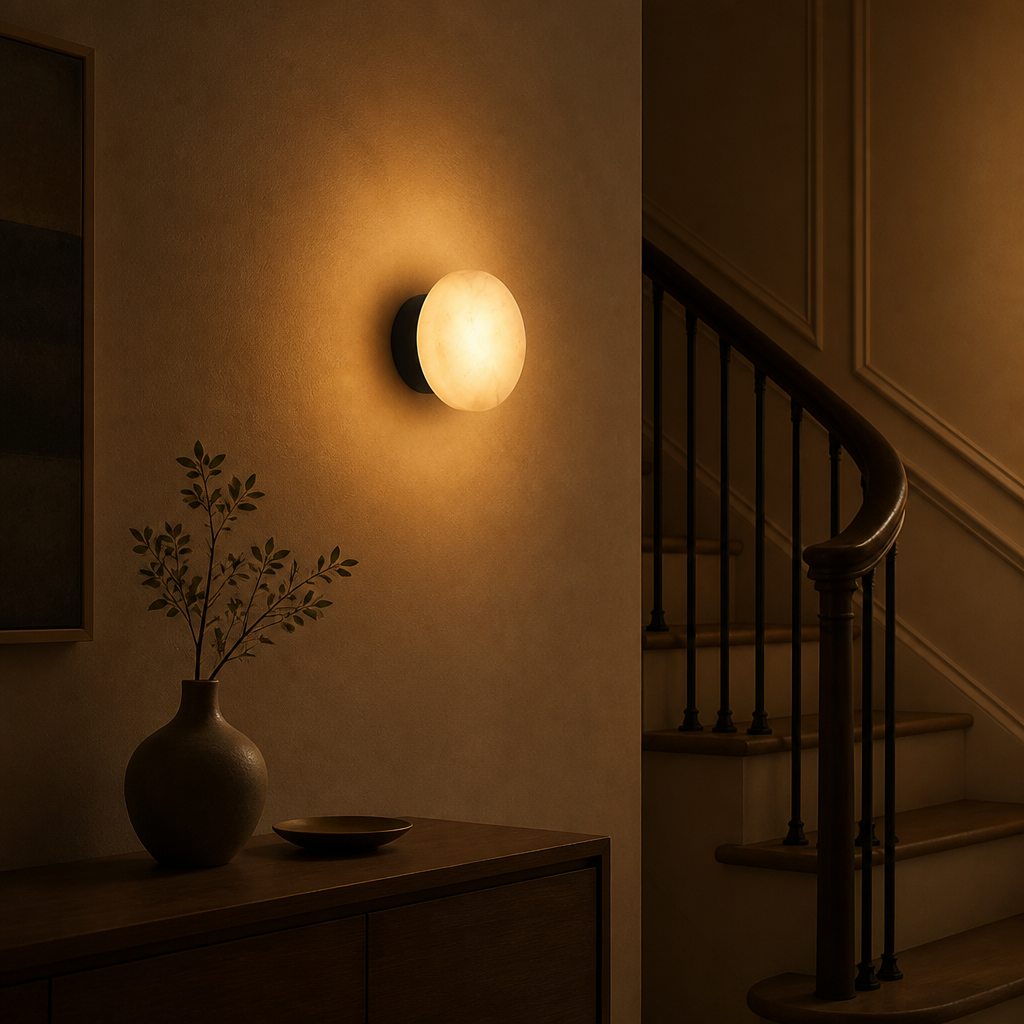Scandinavian Natural Marble LED Round Wall Sconce