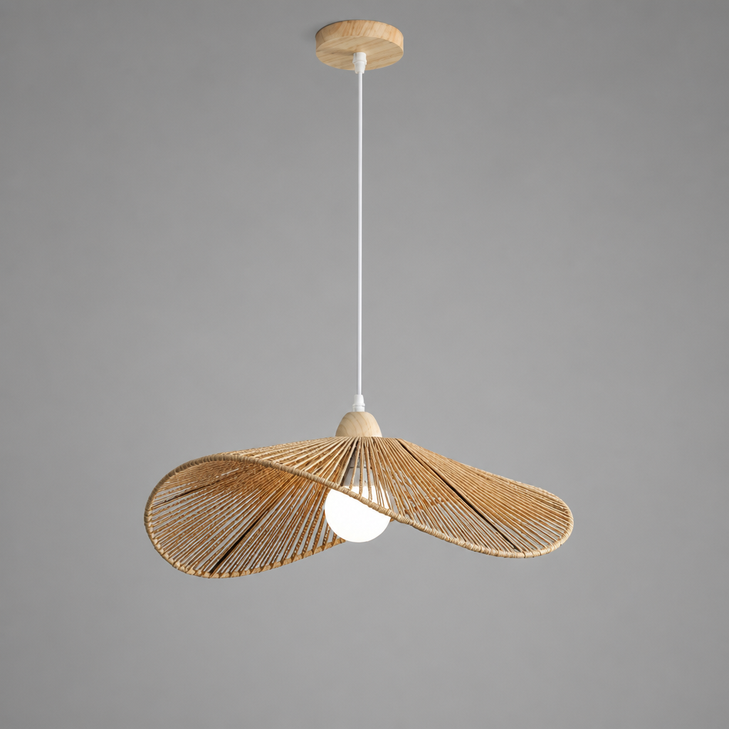 Scandinavian Rattan LED Handwoven Shade Pendant Light