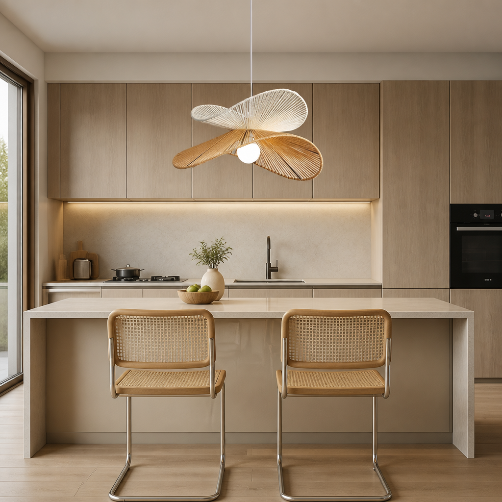 Scandinavian Rattan LED Handwoven Shade Pendant Light