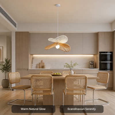 Scandinavian Rattan LED Handwoven Shade Pendant Light