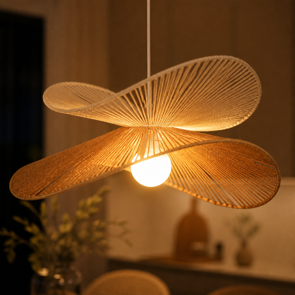 Scandinavian Rattan LED Handwoven Shade Pendant Light