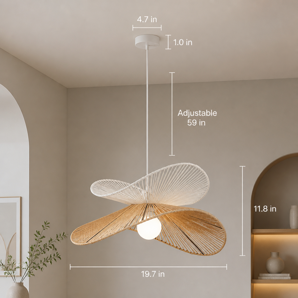 Scandinavian Rattan LED Handwoven Shade Pendant Light