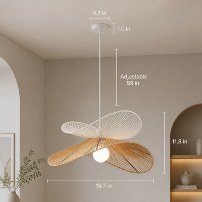 Scandinavian Rattan LED Handwoven Shade Pendant Light