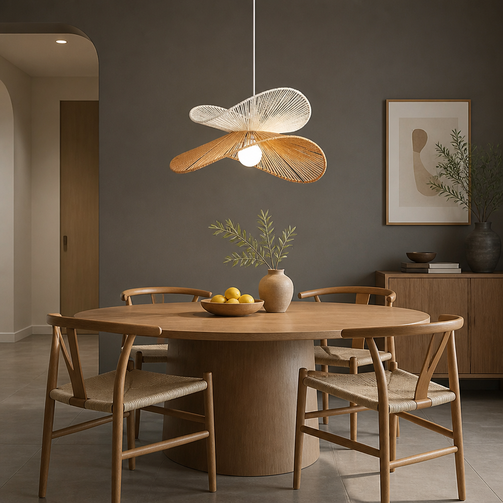 Scandinavian Rattan LED Handwoven Shade Pendant Light