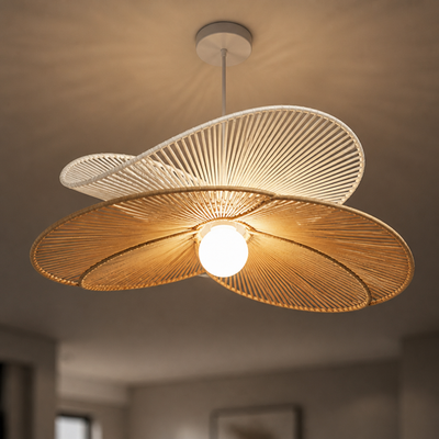 Scandinavian Rattan LED Handwoven Shade Pendant Light