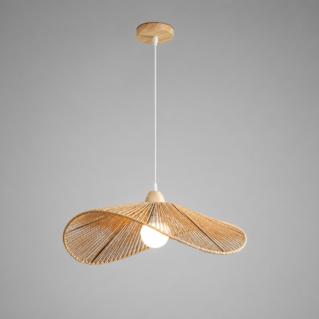Scandinavian Rattan LED Handwoven Shade Pendant Light