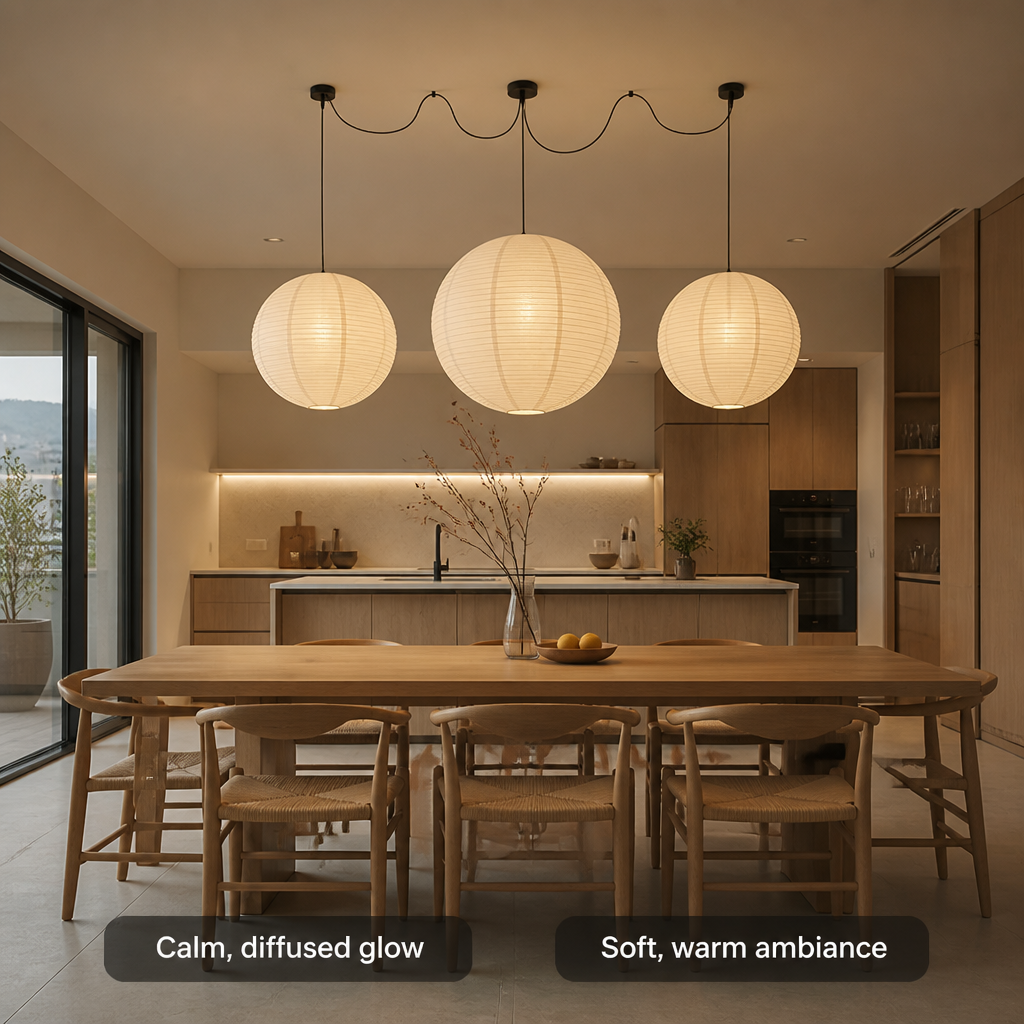 Scandinavian Rice Paper Round Lantern Pendant Light